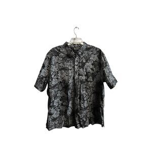 Harbor Bay Men's 2XL Black and White Tropical Print Button Up Short Sleeve Shirt